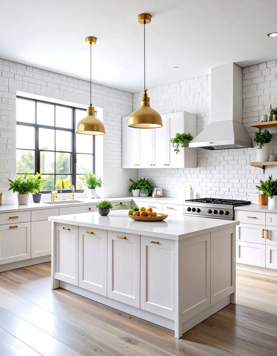Industrial White and Gold Kitchen Design
