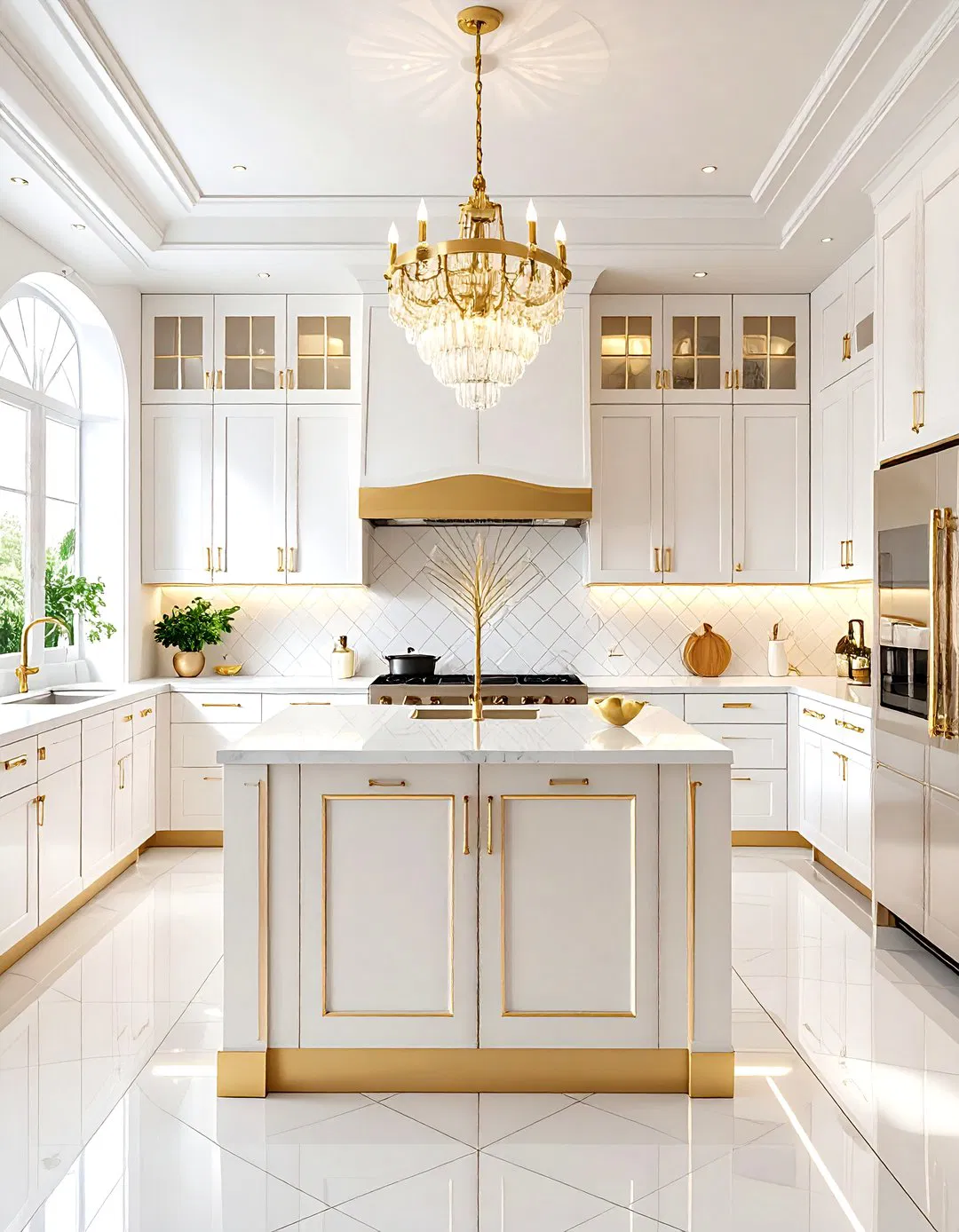 Art Deco White and Gold Kitchen Theme