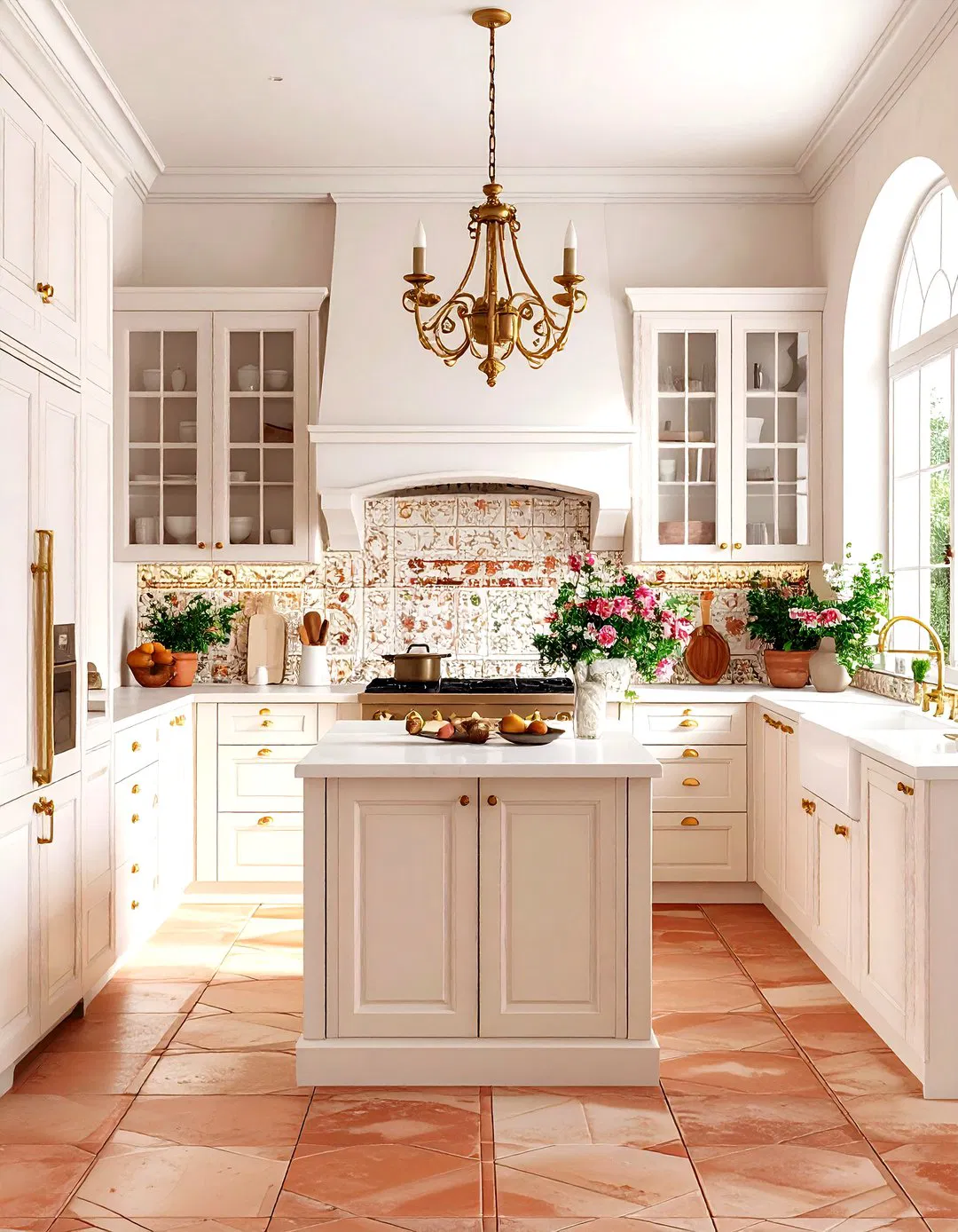 Mediterranean White and Gold Kitchen