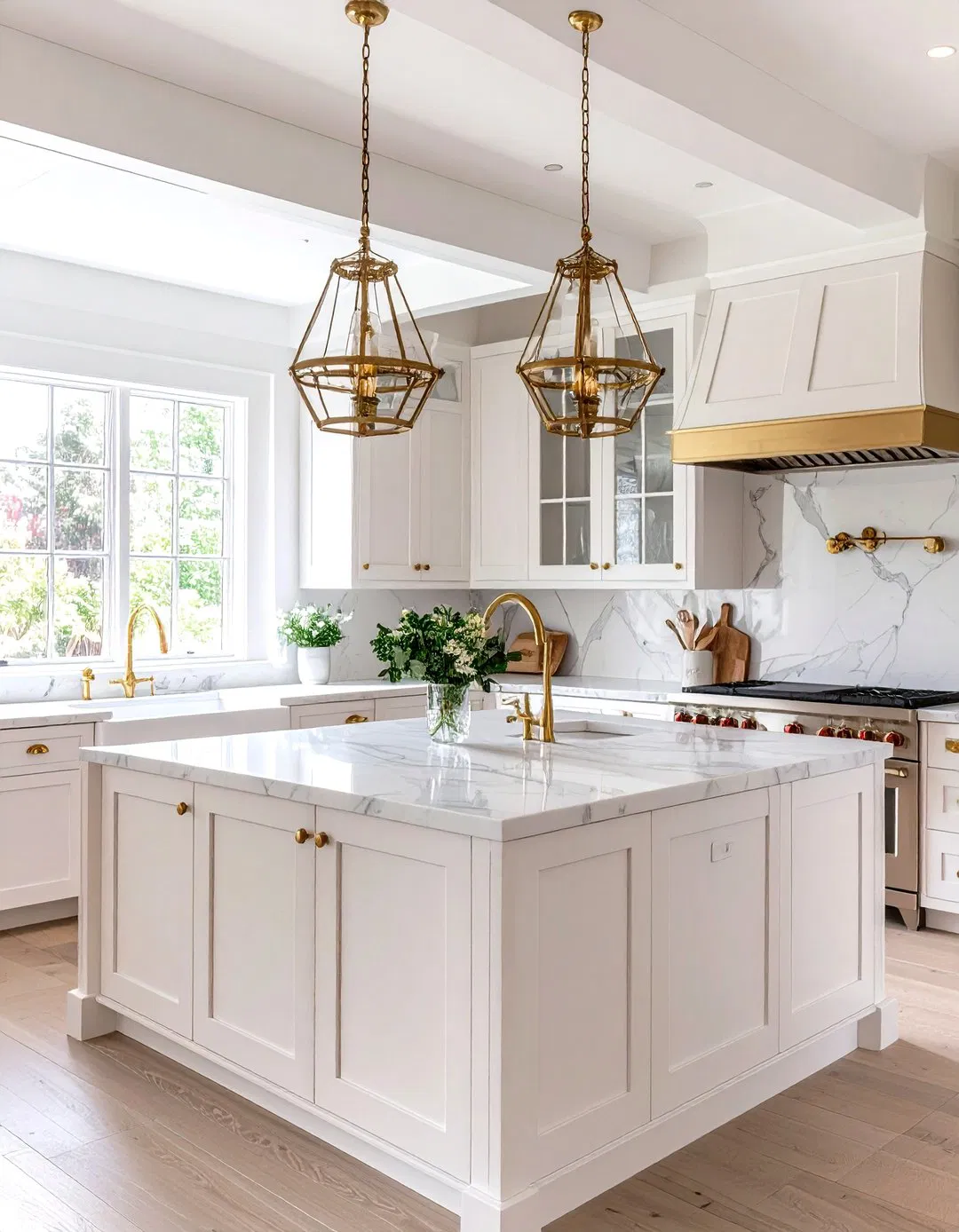 French Country White and Gold Kitchen