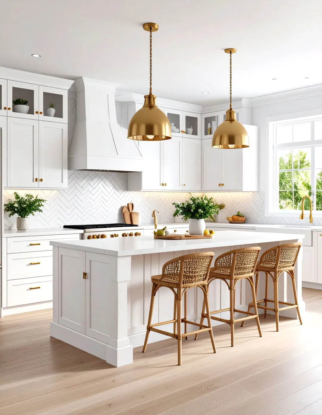 Coastal White and Gold Kitchen Style