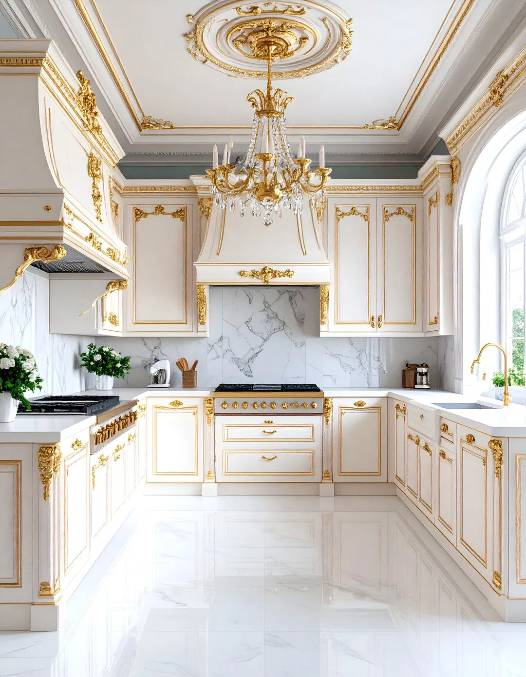 Victorian White and Gold Kitchen Theme