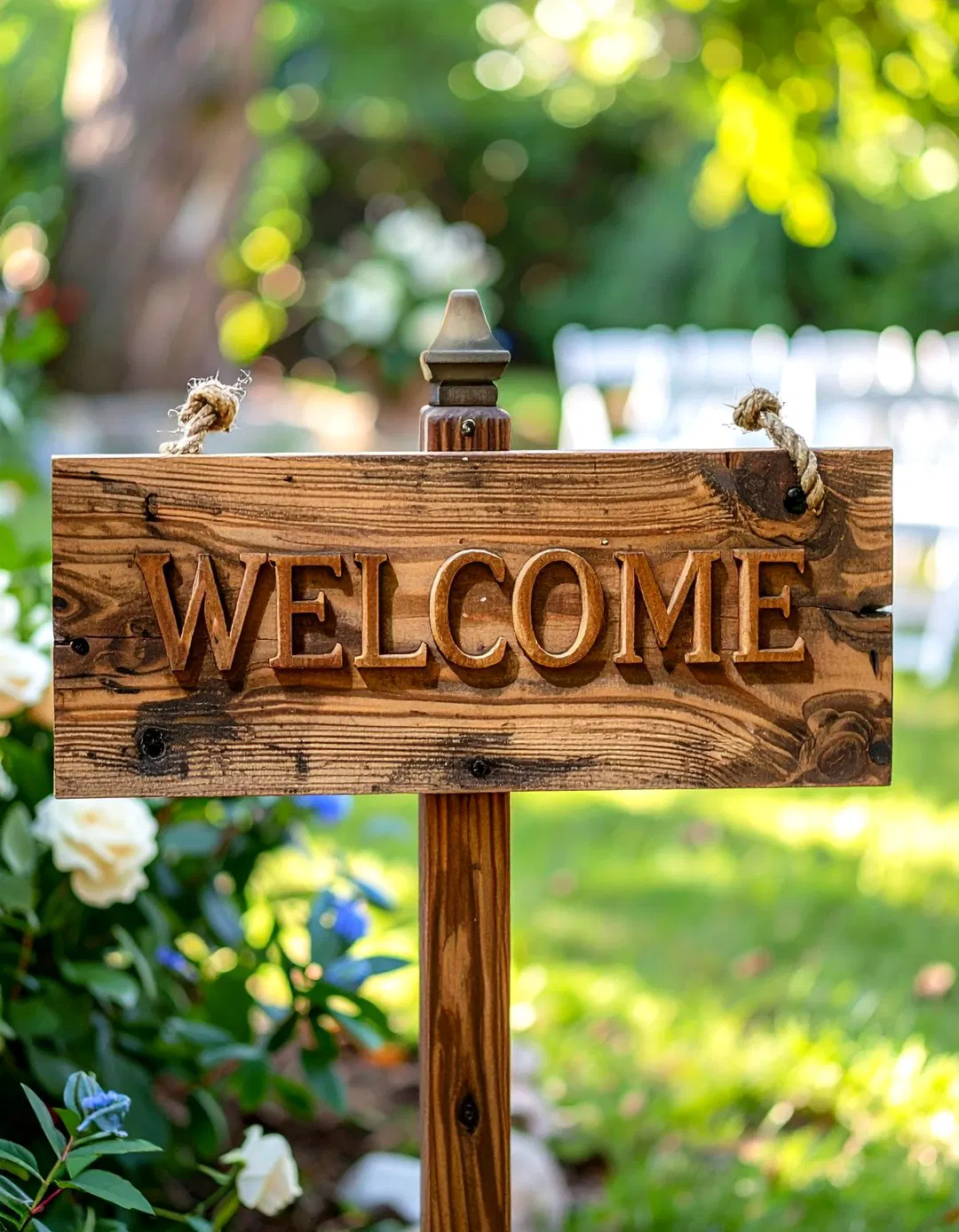 Rustic Wooden Welcome Signage