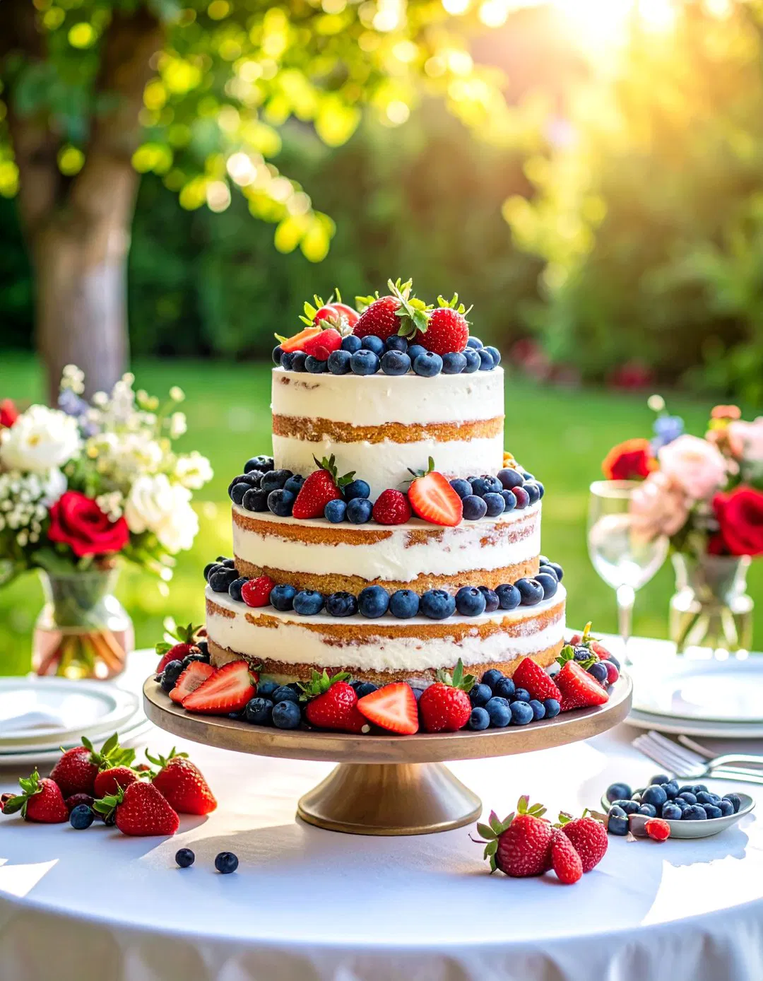 Naked Wedding Cakes with Fresh Fruit
