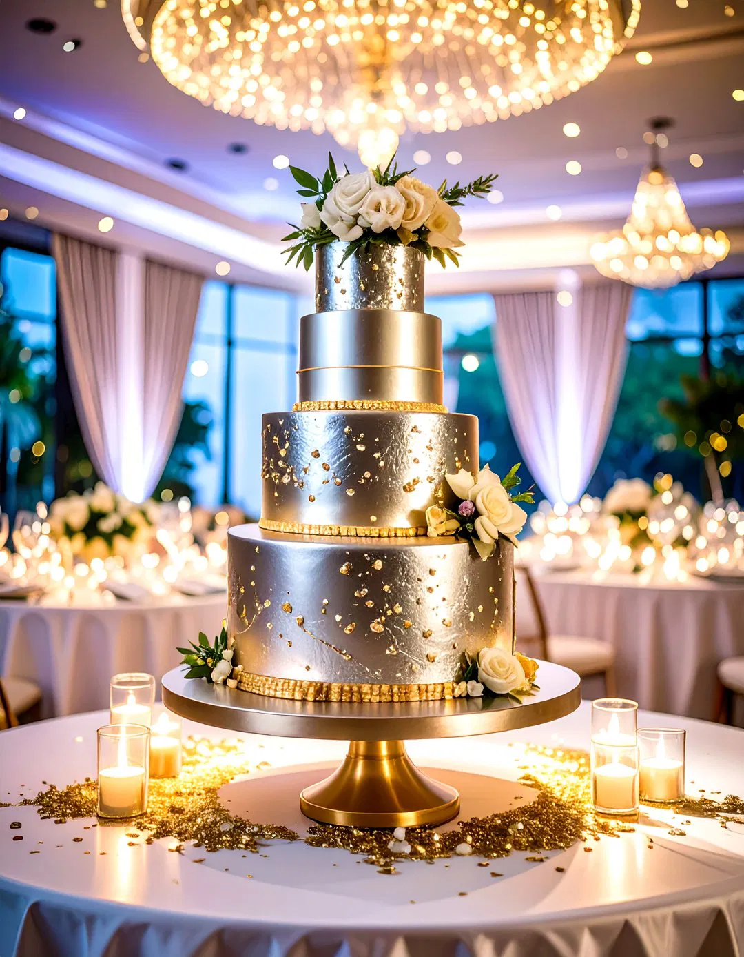Metallic Accent Wedding Cakes