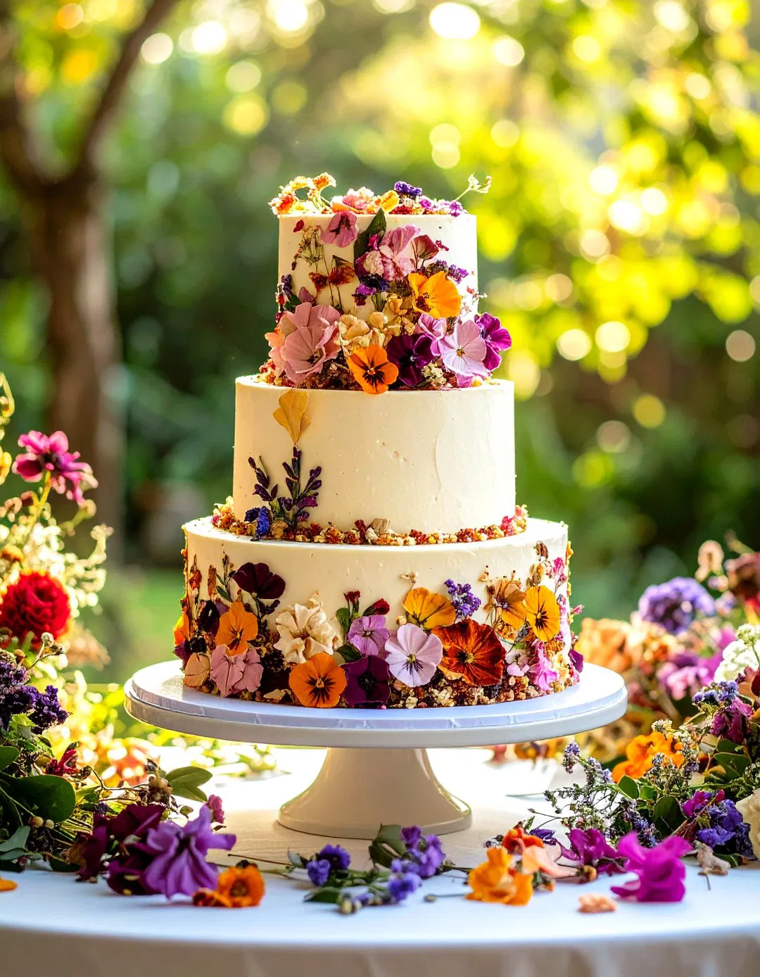 Pressed Flower Wedding Cakes