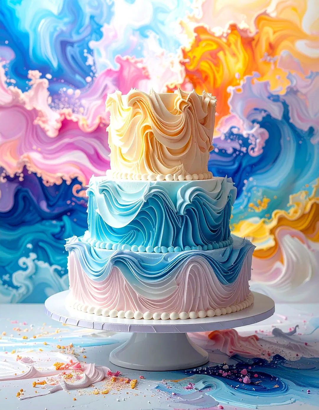 Wavy Textured Wedding Cakes