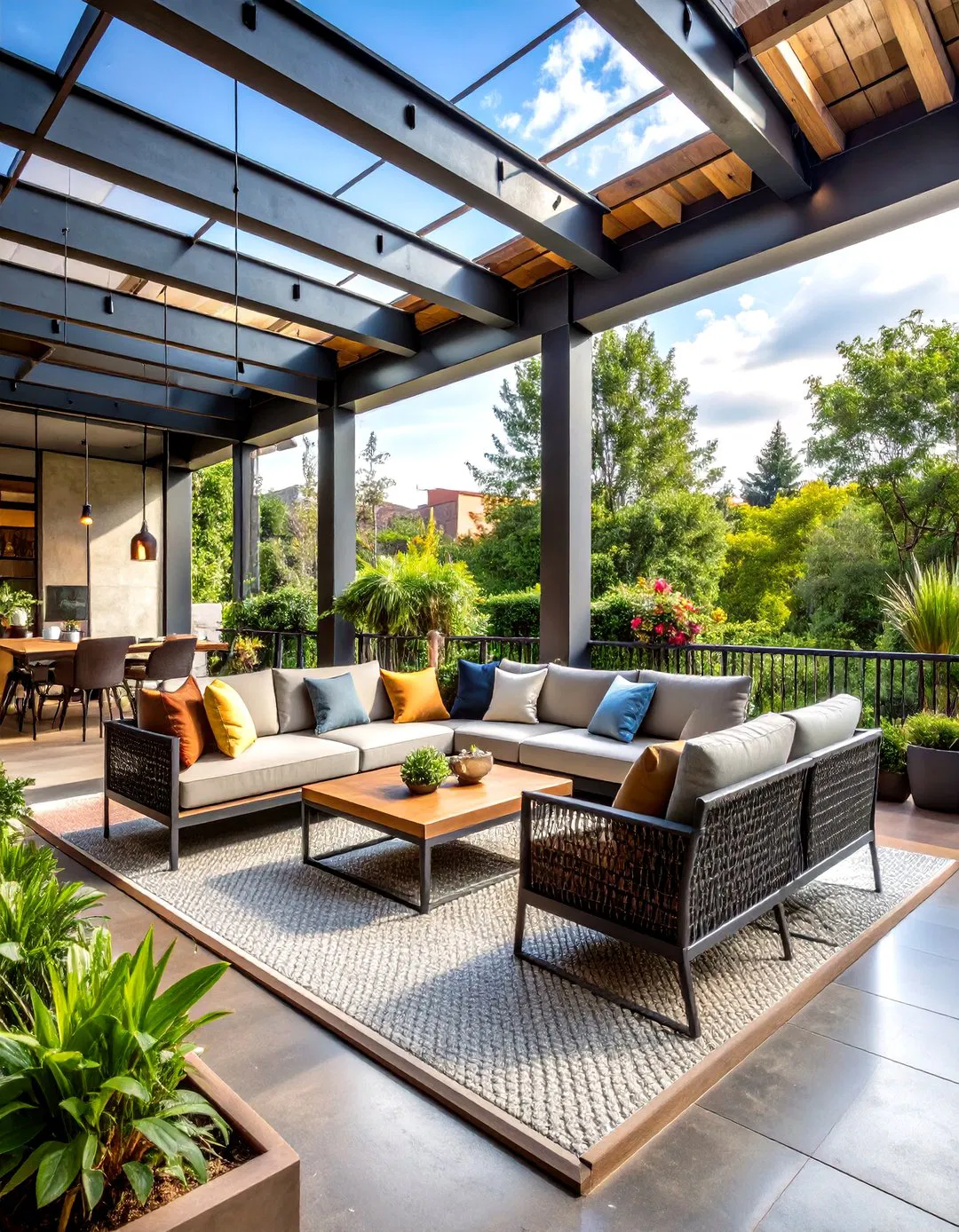 Industrial Veranda with Metal Elements