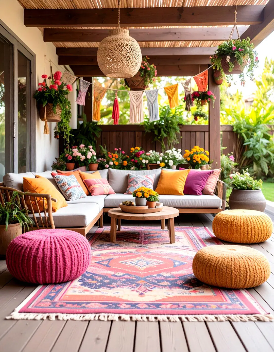 Bohemian Veranda with Layered Textiles