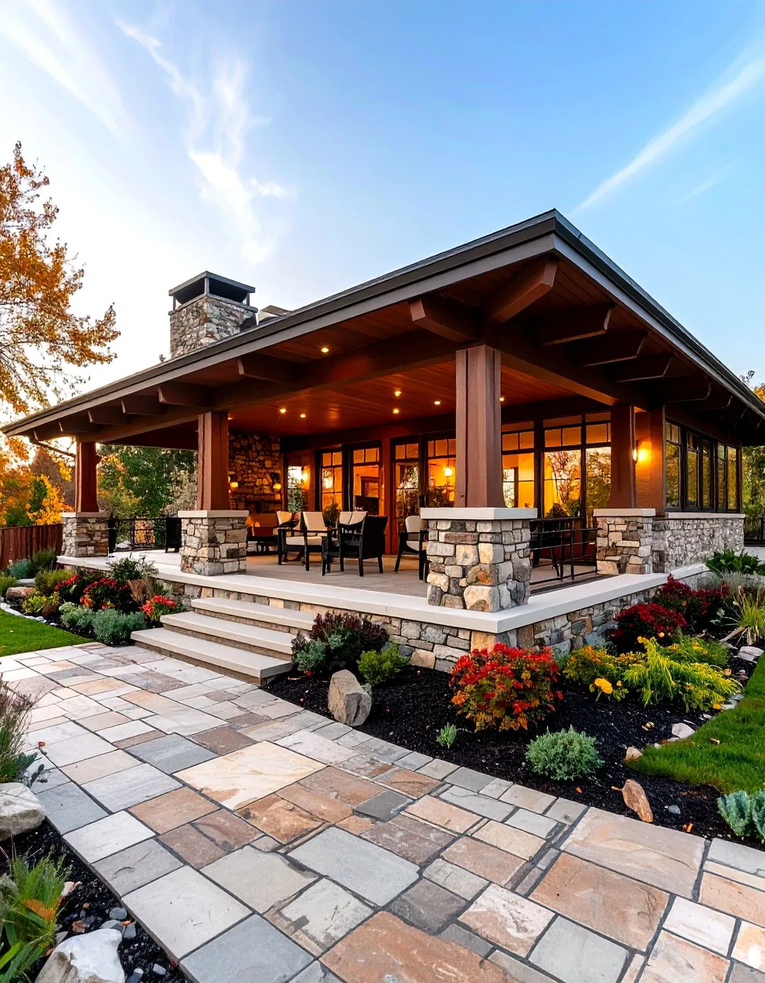 Prairie Style Veranda with Horizontal Emphasis