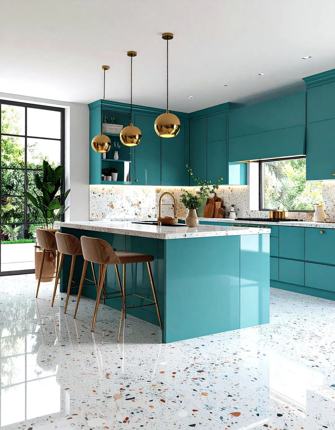 Polished Terrazzo Kitchen Floor