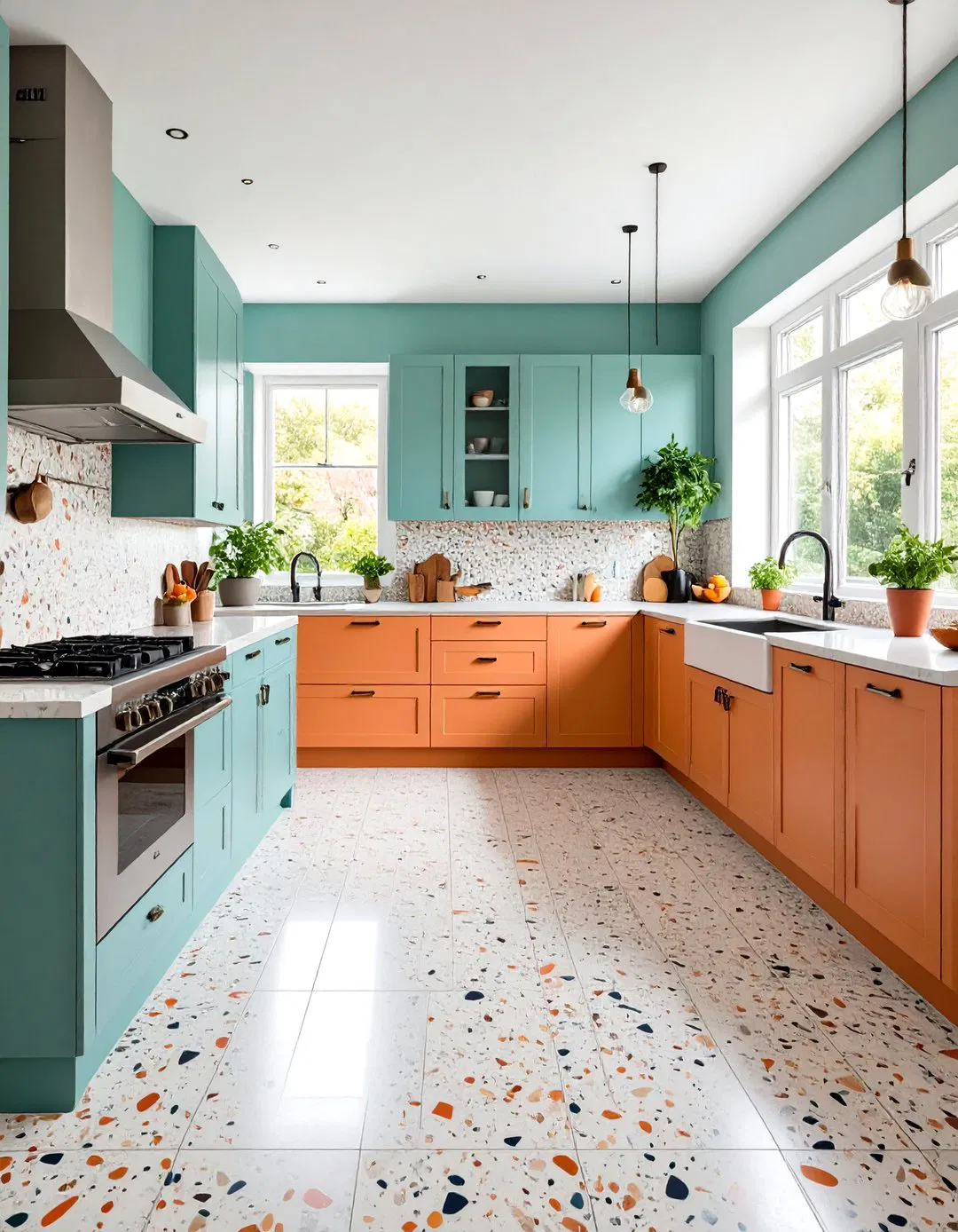 Matching Terrazzo Kitchen Floors and Countertops