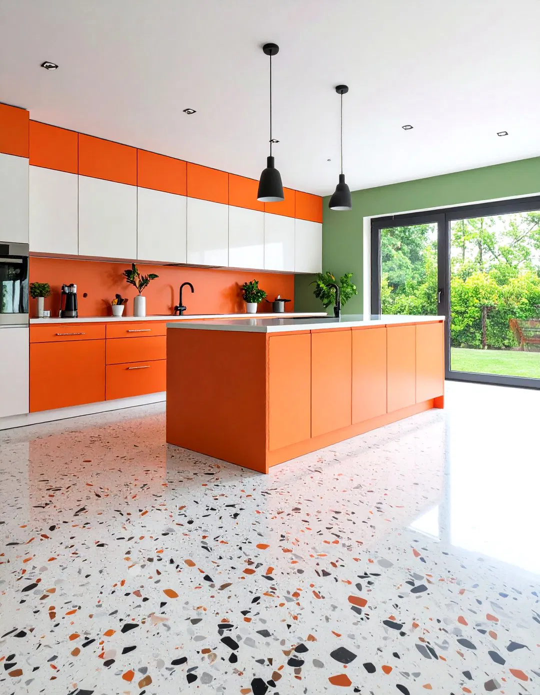 Seamless Poured Terrazzo Kitchen Floor