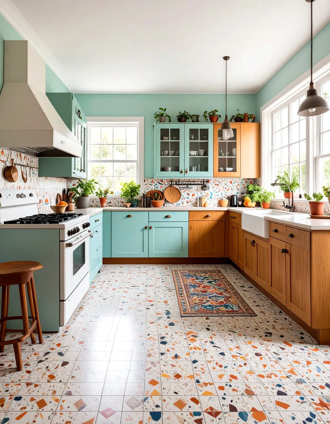 Mid-Century Modern Terrazzo Kitchen Floor