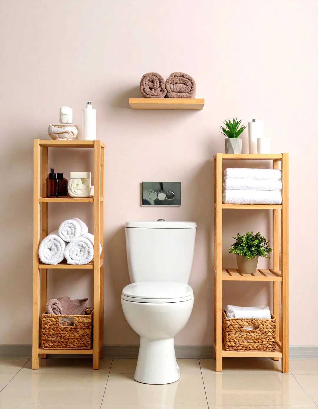 Over-Toilet Floating Shelves - Small Bathroom Storage Ideas
