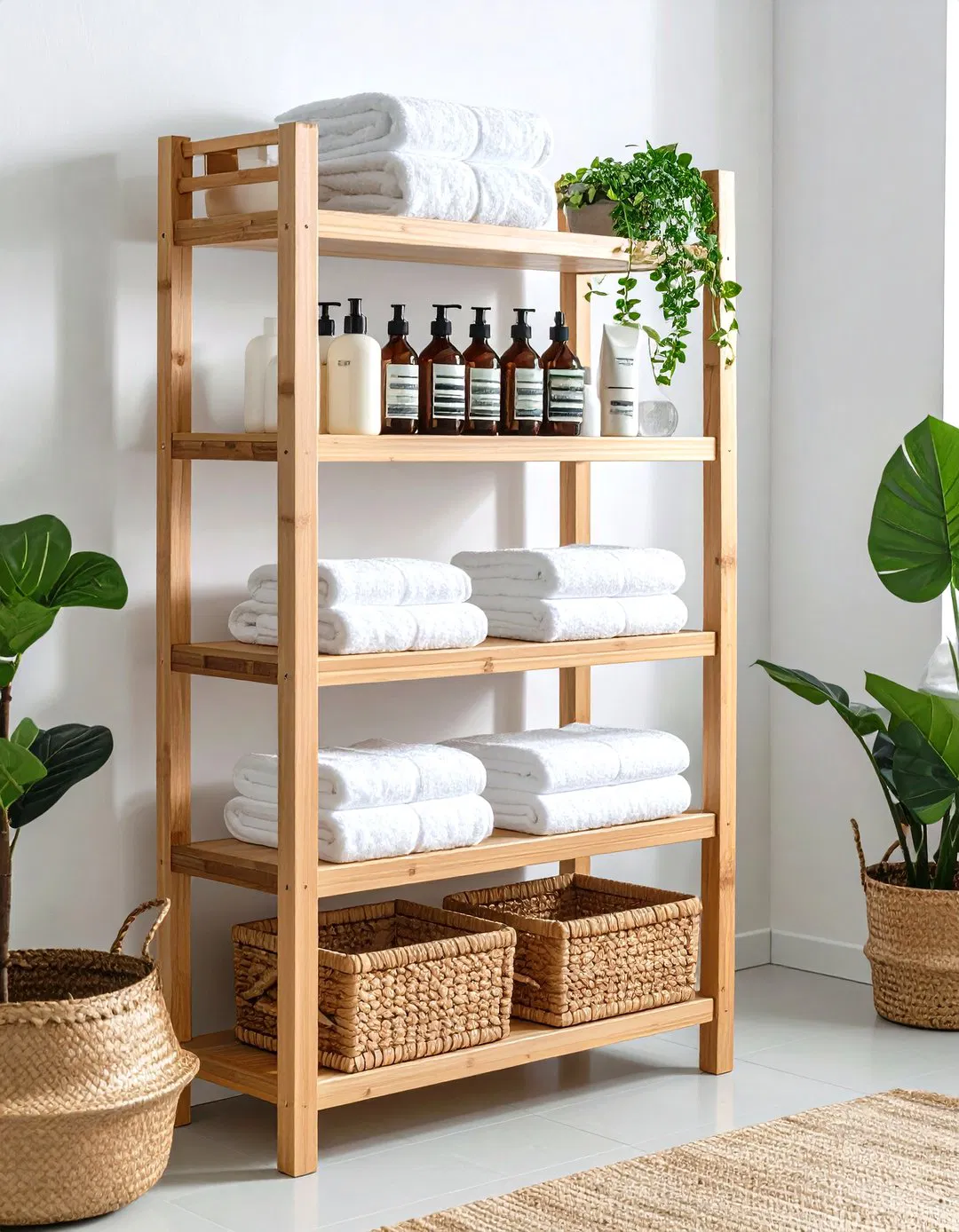 Bamboo Three-Tier Organizers - Small Bathroom Storage Ideas