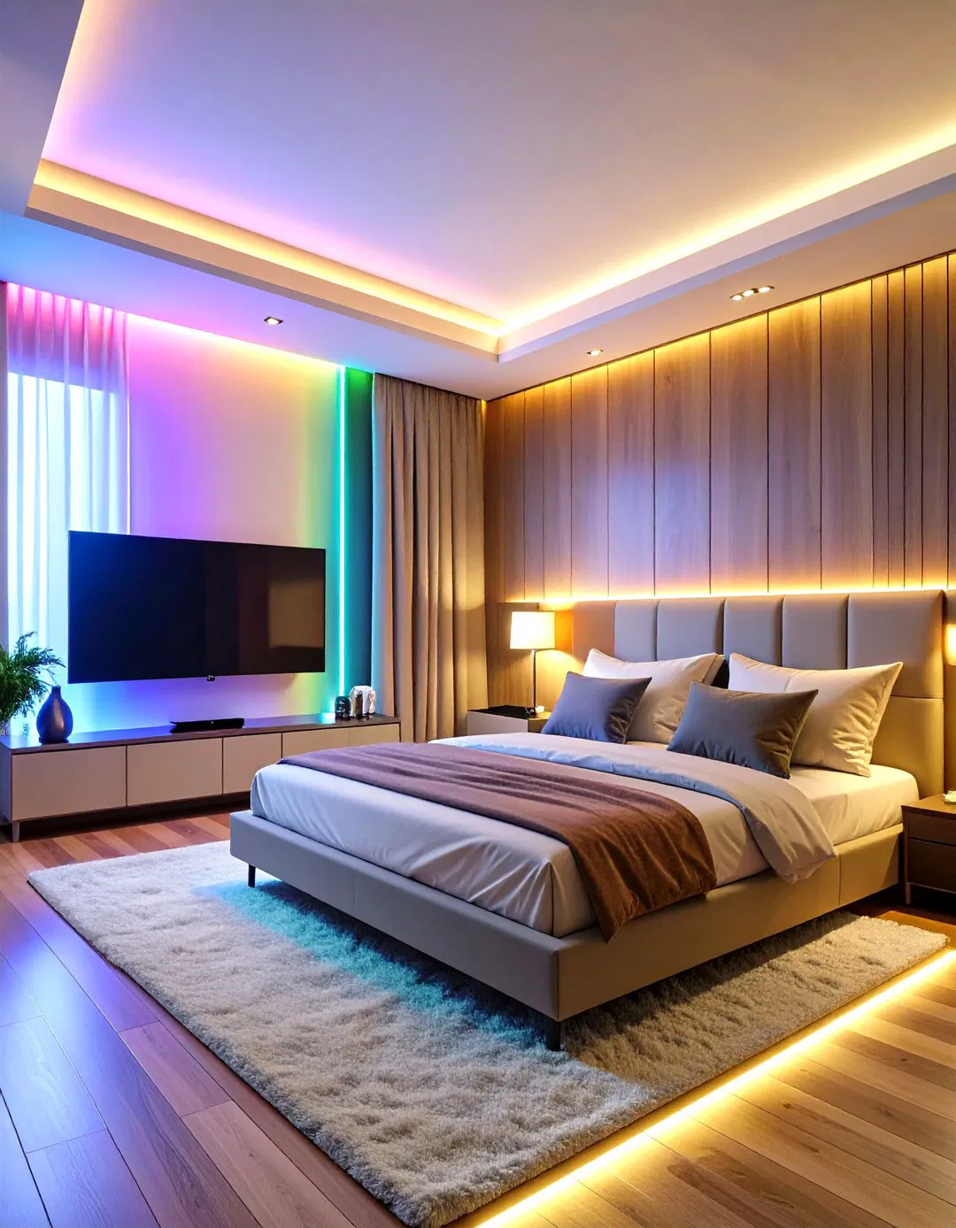 LED Strip Accent Lighting Behind TV