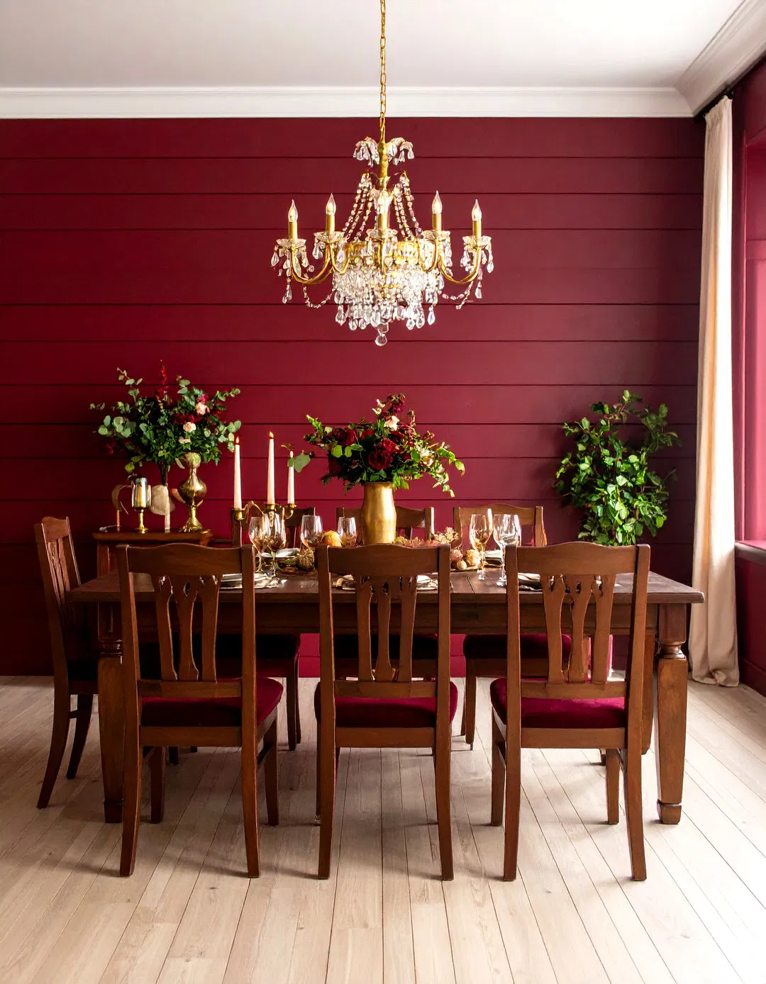 Burgundy Red Shiplap Traditional Elegance