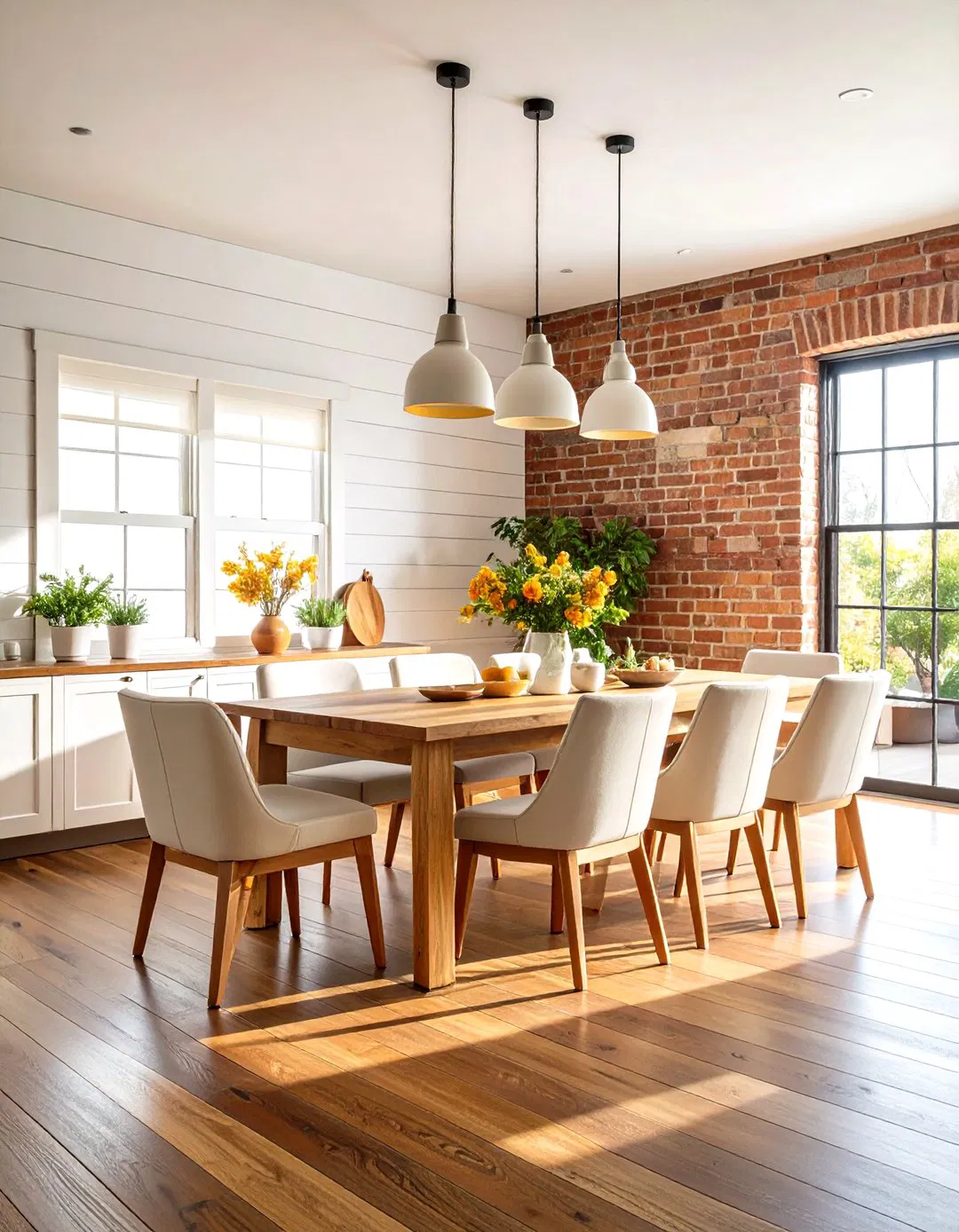 Shiplap and Brick Combination Wall