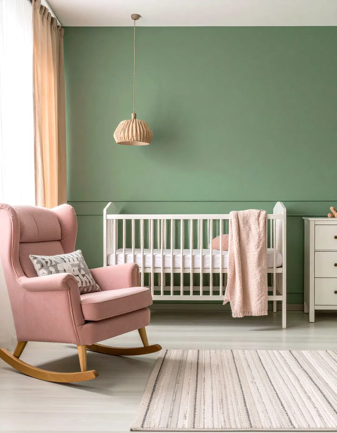 Sage Green Nursery with Soft Pink Accents