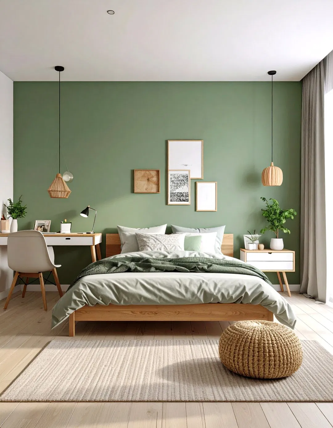 Sage Green Teen Bedroom with Modern Touches