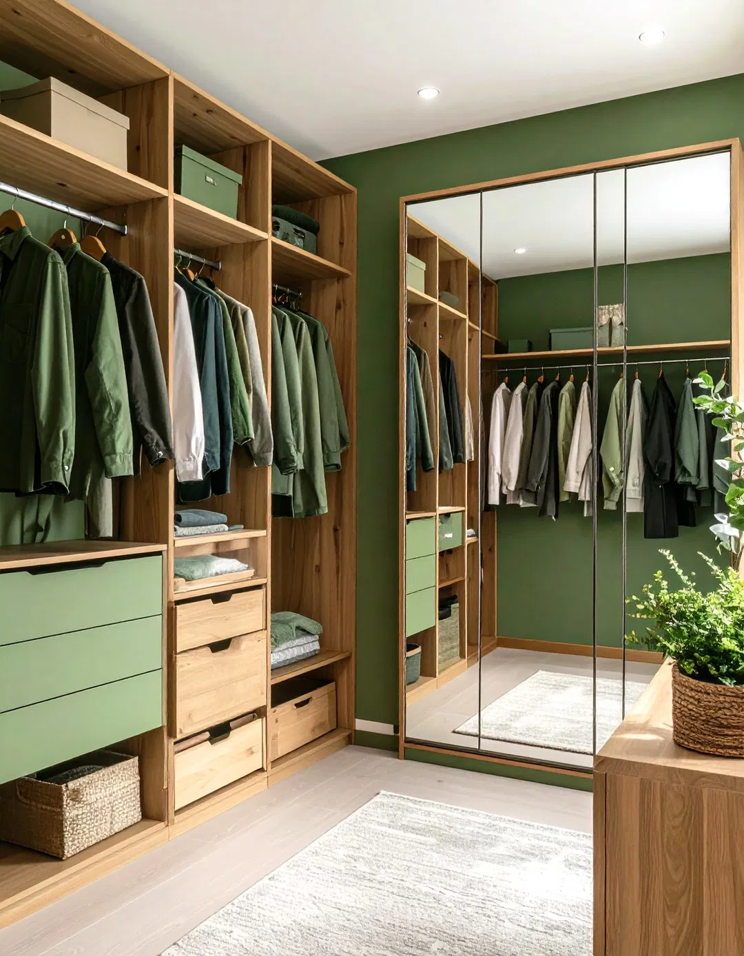 Sage Green Closet with Organized Systems