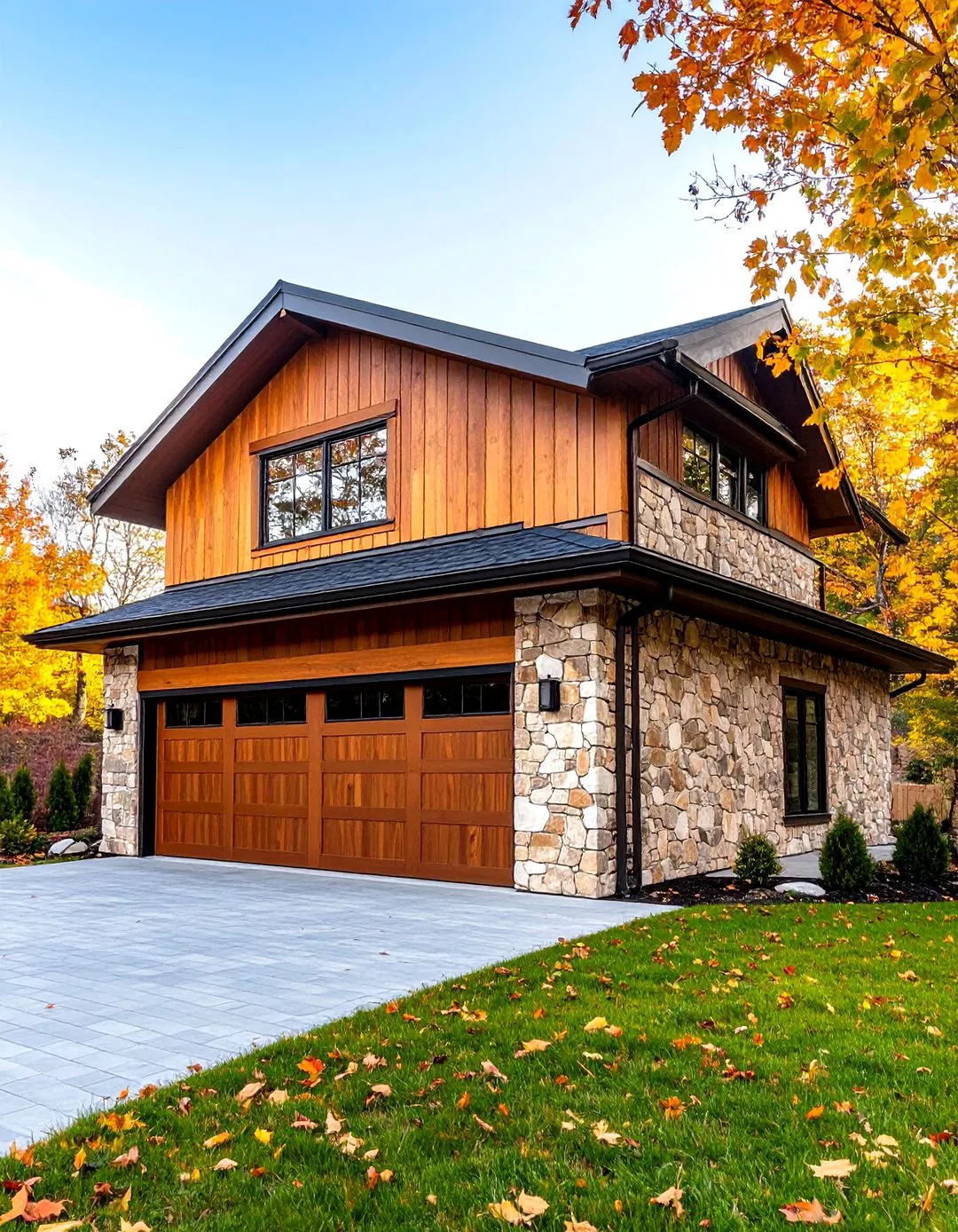 Stone Accent Wall Garage - Rustic Garage Ideas