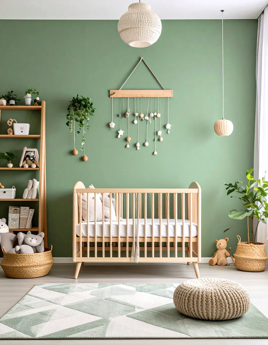 Growth Chart Feature Wall - Sage Green Nursery Ideas