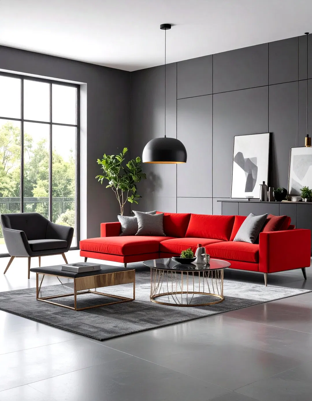 Contemporary Red Geometric and Gradient Grey