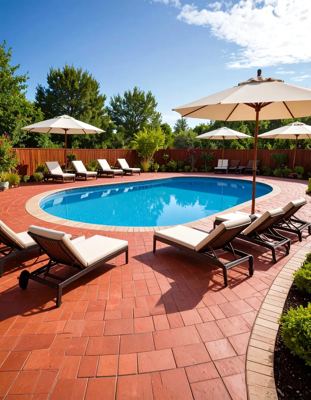 Red Paver Pool Deck Integration