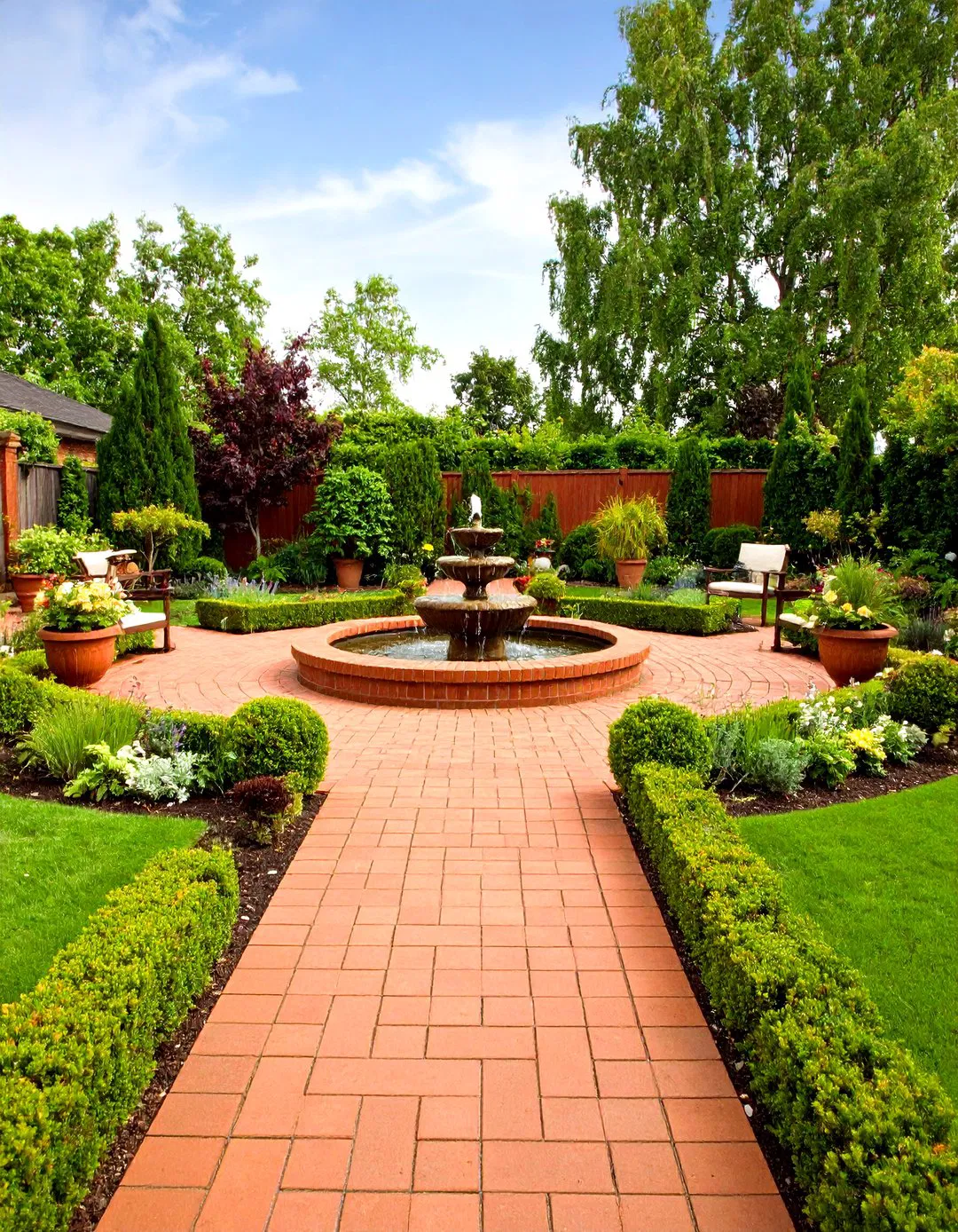 Formal Red Brick Parterre Garden Design