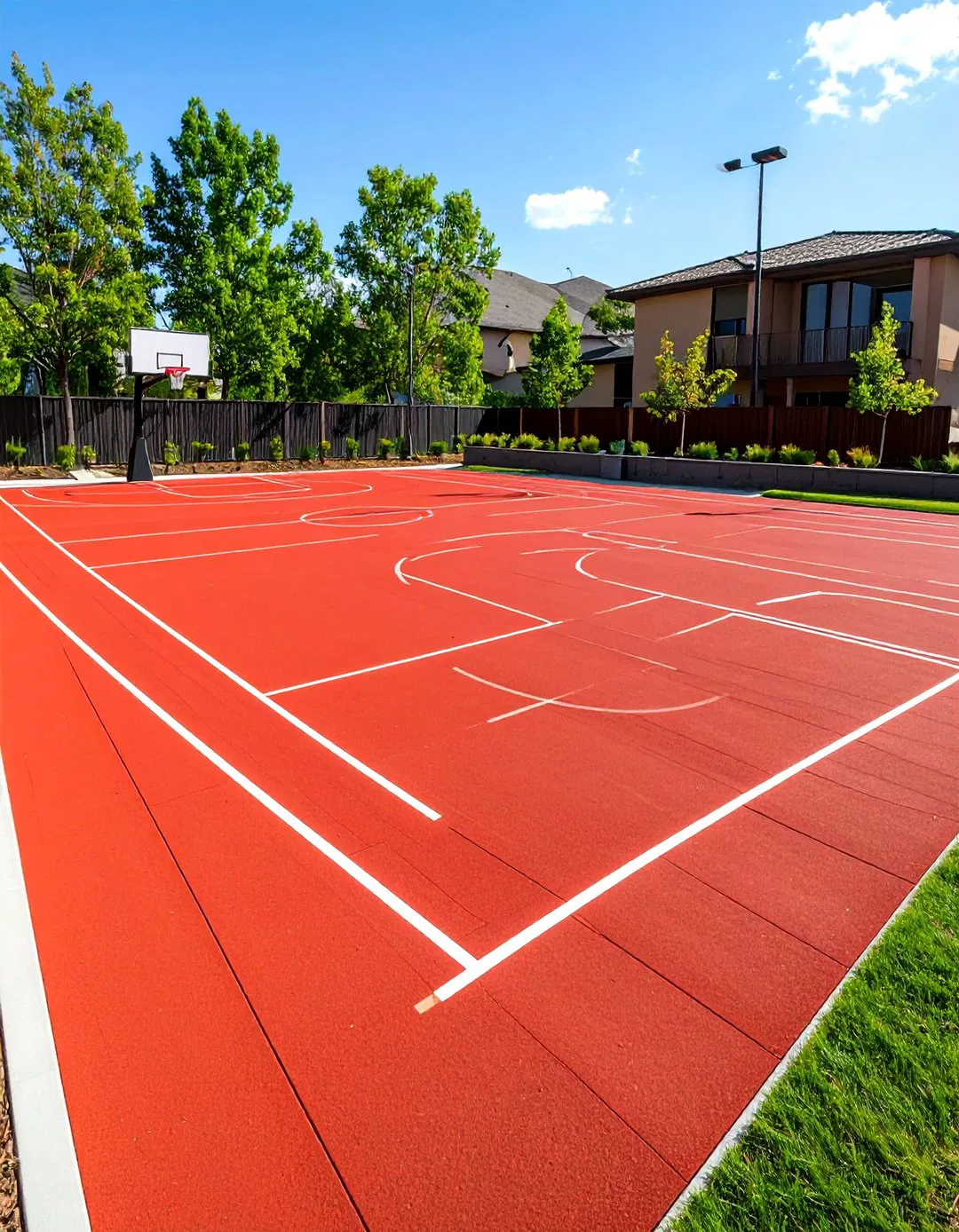 Red Paver Sports Court Integration