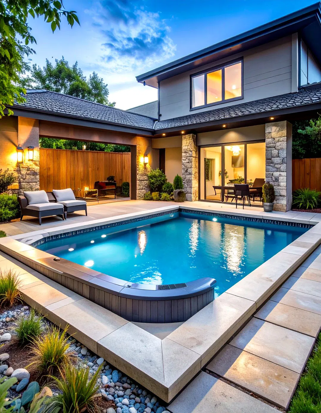 Corner Spa Placement in Rectangle Pool