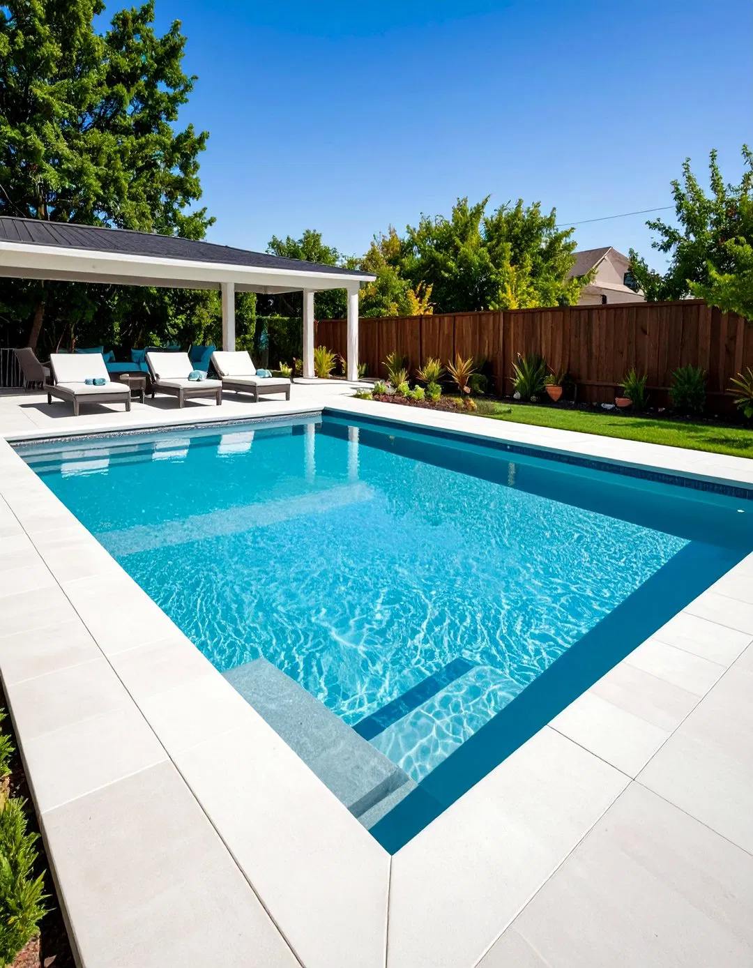 Concrete Deck Surrounding Rectangle Pool