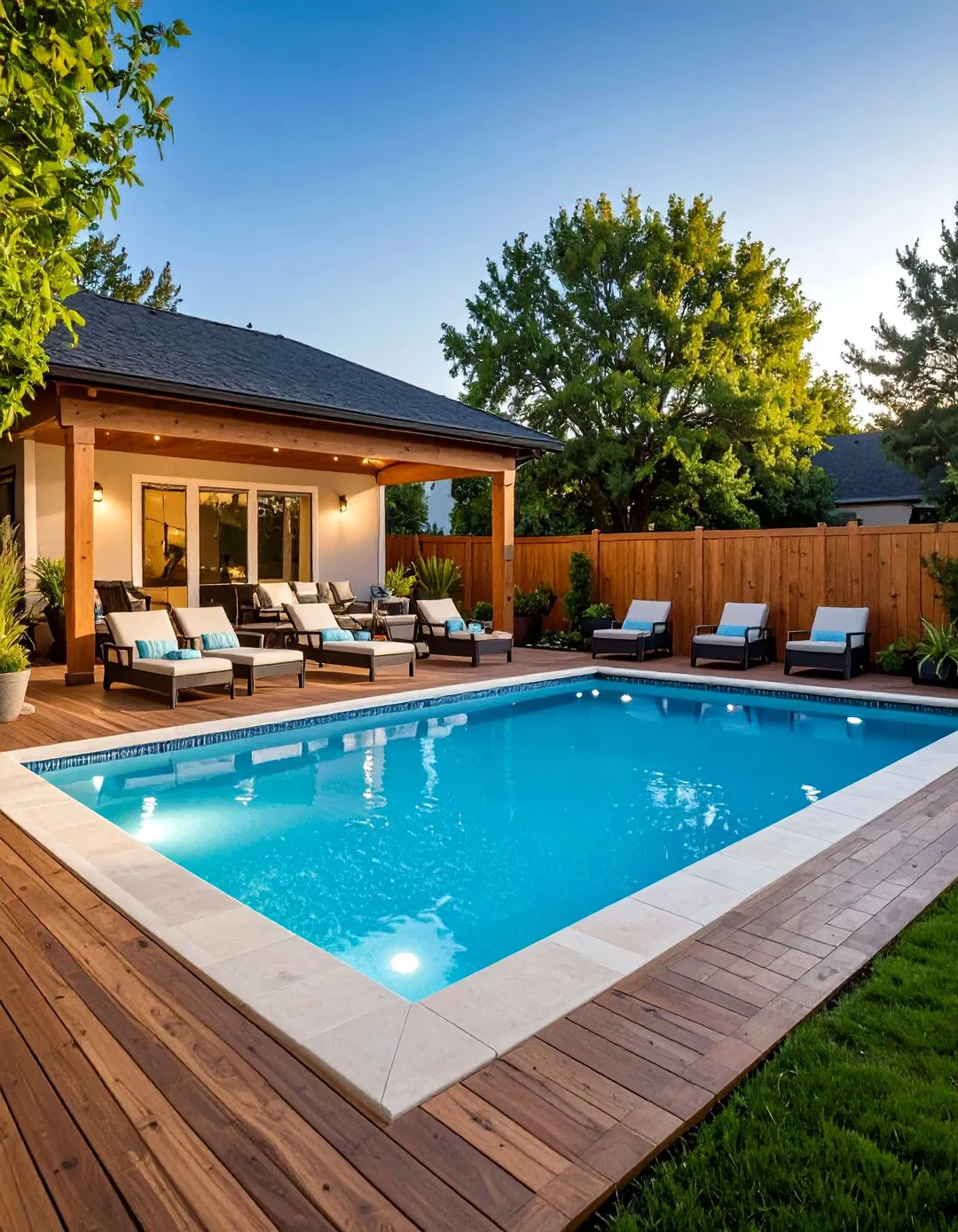 Family-Friendly Rectangle Pool with Hot Tub