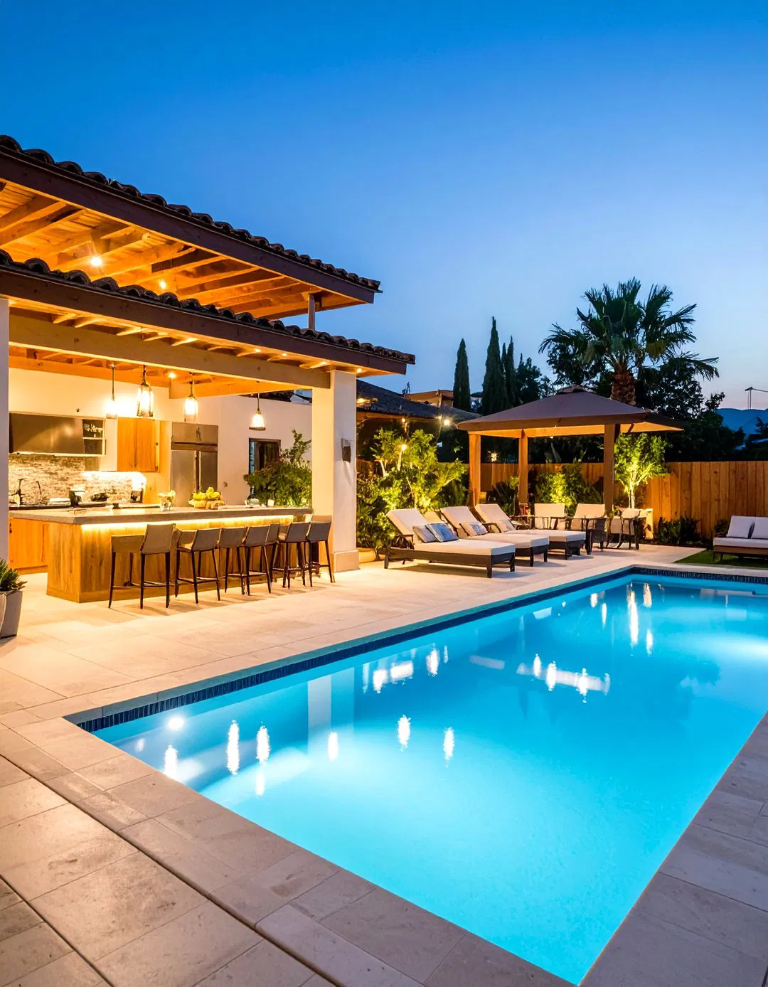 Luxury Resort-Style Rectangle Pool with Hot Tub