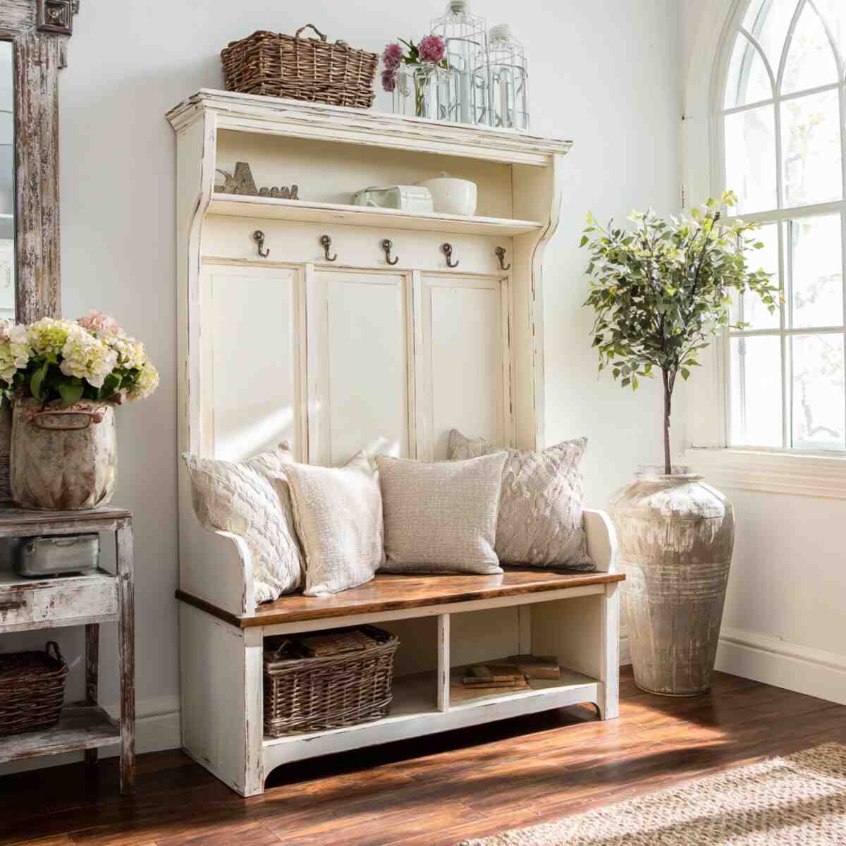 Classic Farmhouse Hall Tree Bench