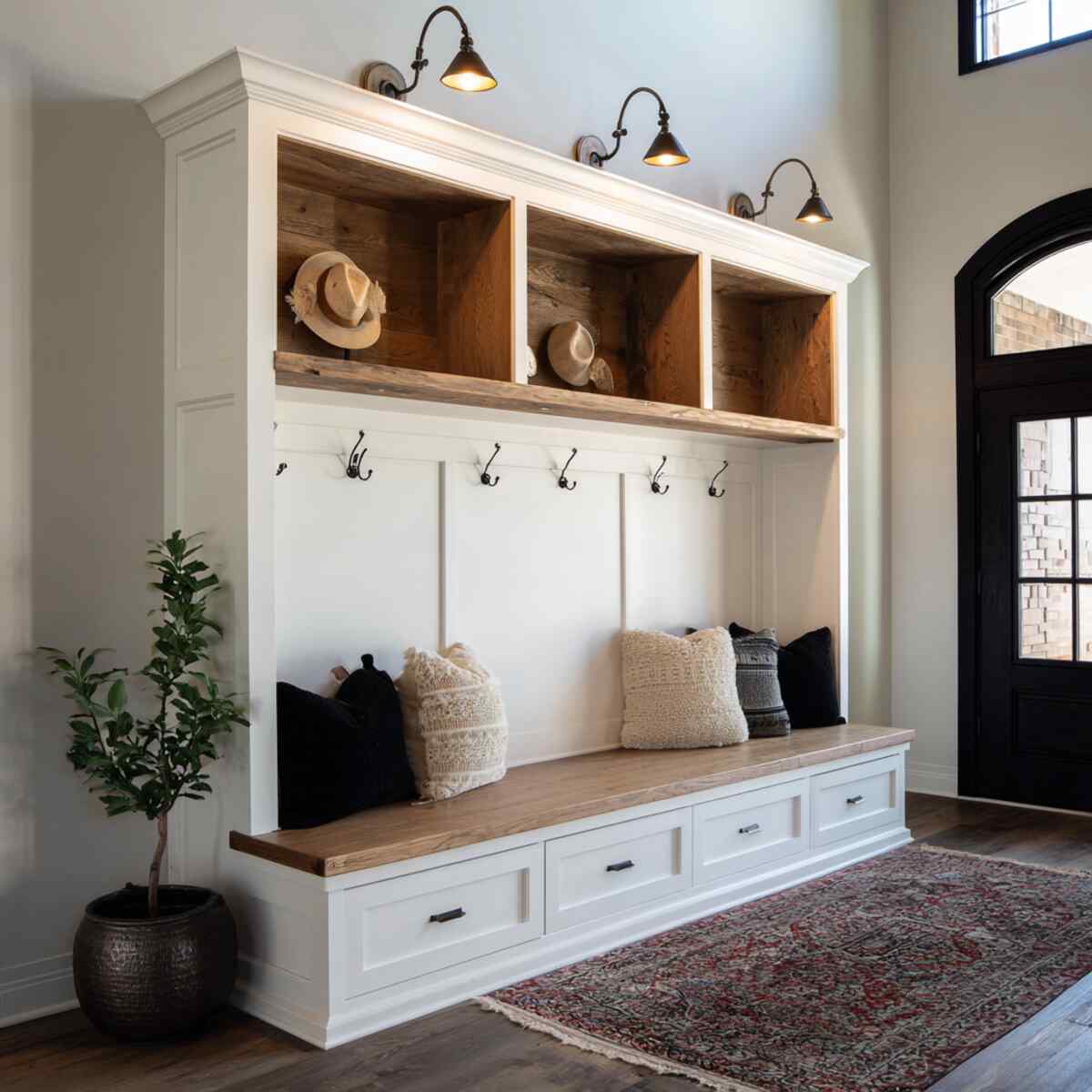 Custom Built-in Hall Tree Bench