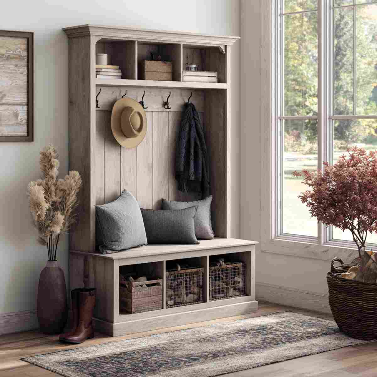 Hall Tree Bench with Cubby Storage