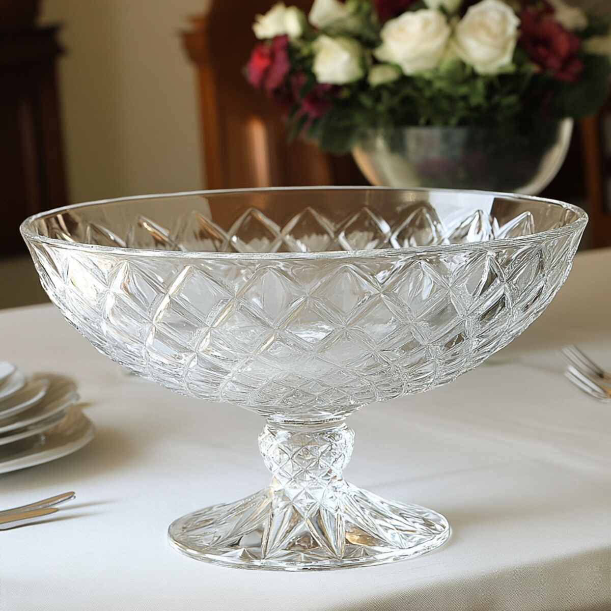 Crystal or glass pedestal bowl