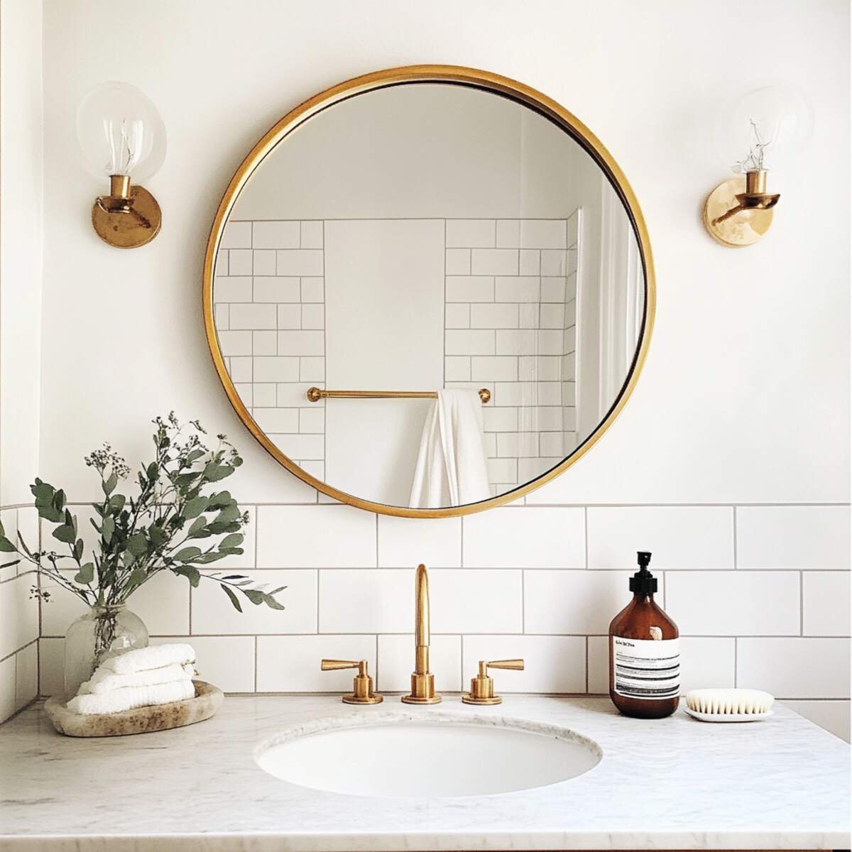 Vintage gold-rimmed mirror