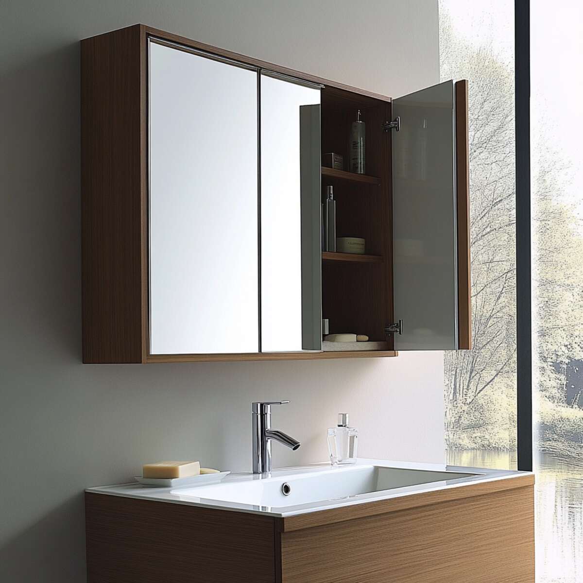 Mirrored medicine cabinet