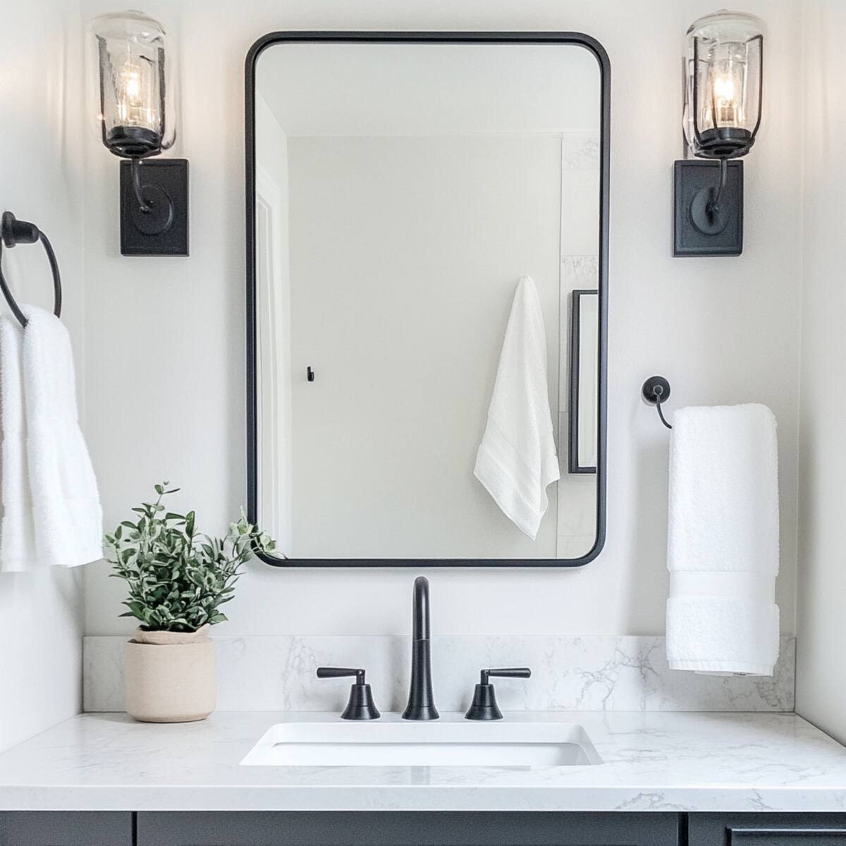 Over-the-sink mirror with a floating frame