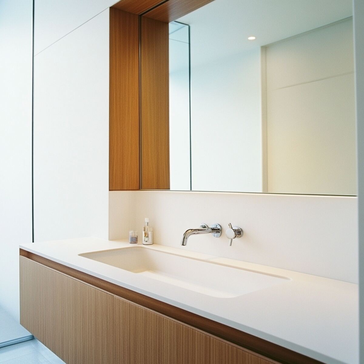 Recessed mirror in the wall