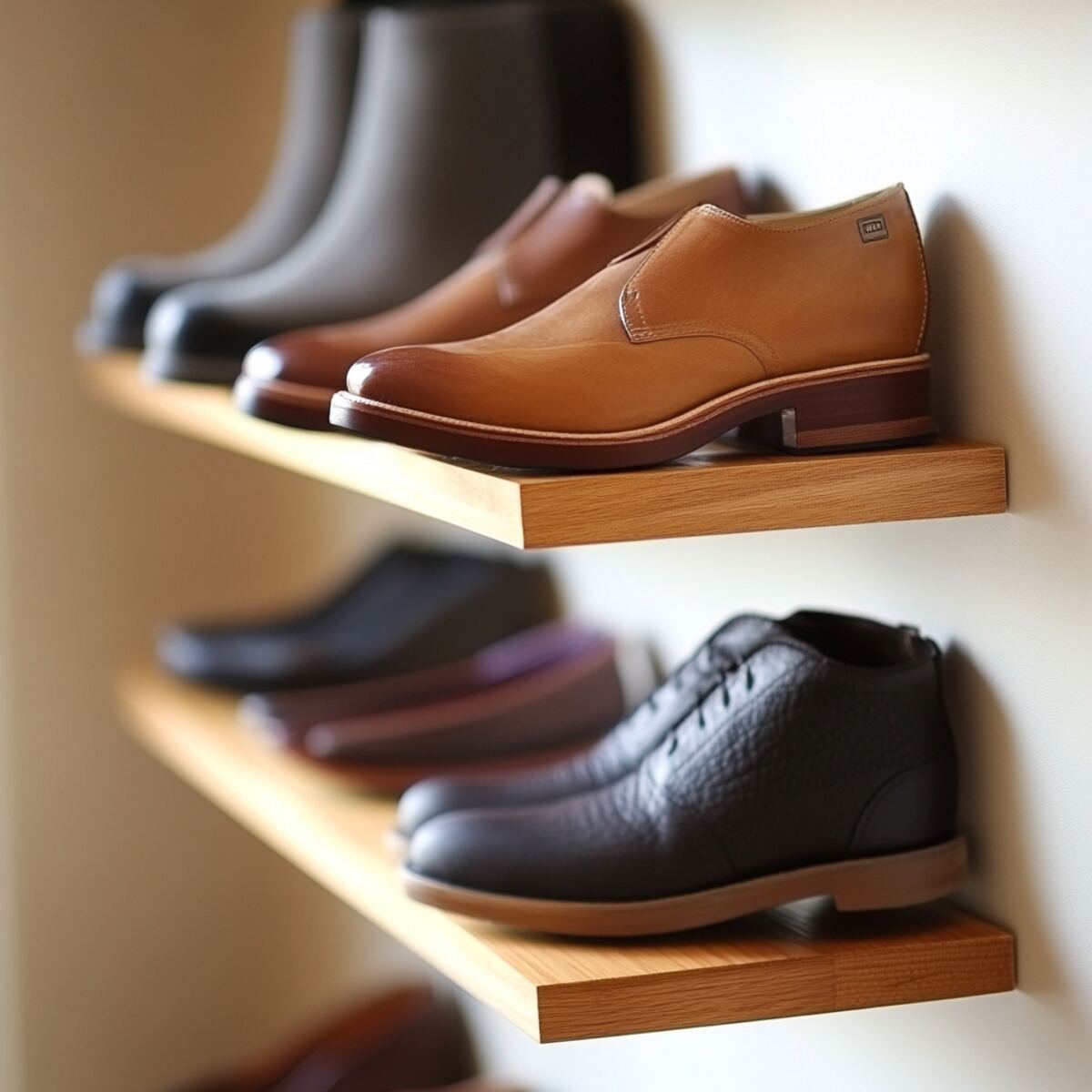 Floating wall shoe shelves
