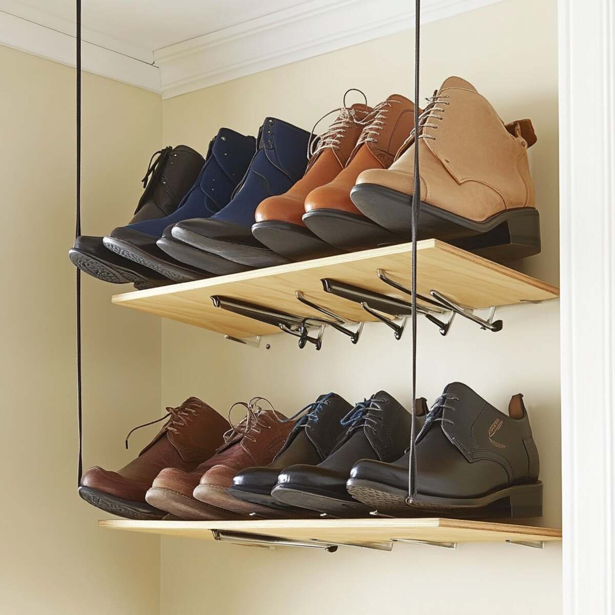 Ceiling-hung shoe rack
