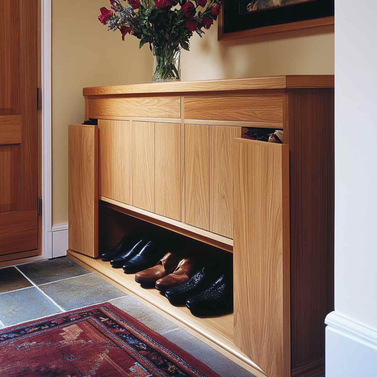 Built-in entryway shoe cabinet