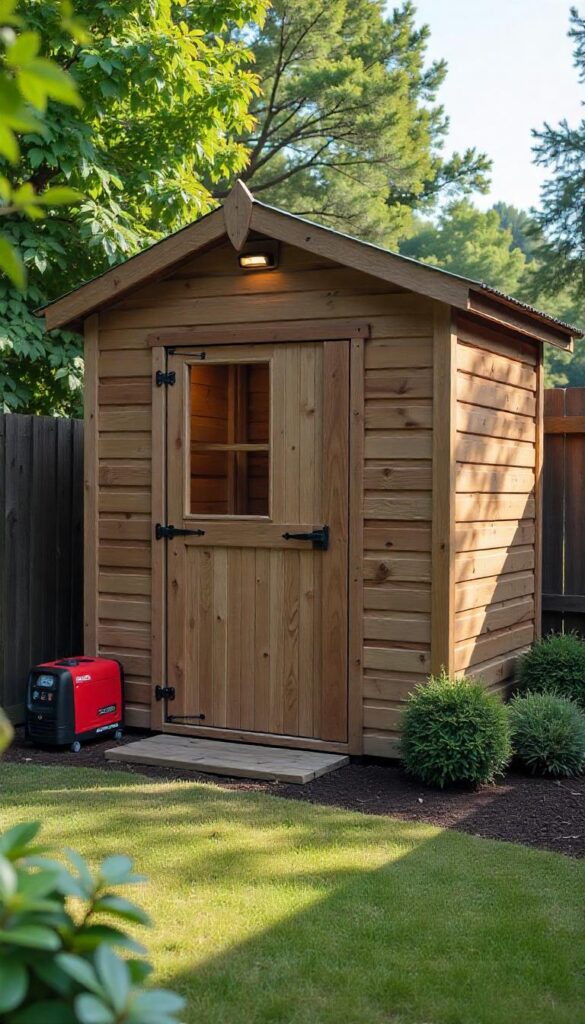 Barn-inspired mini generator shed