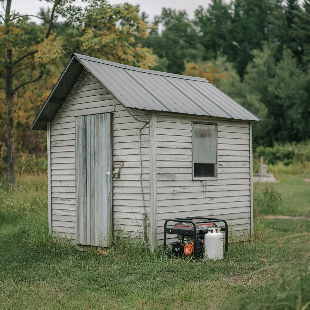 Generator shed with adjustable louvers