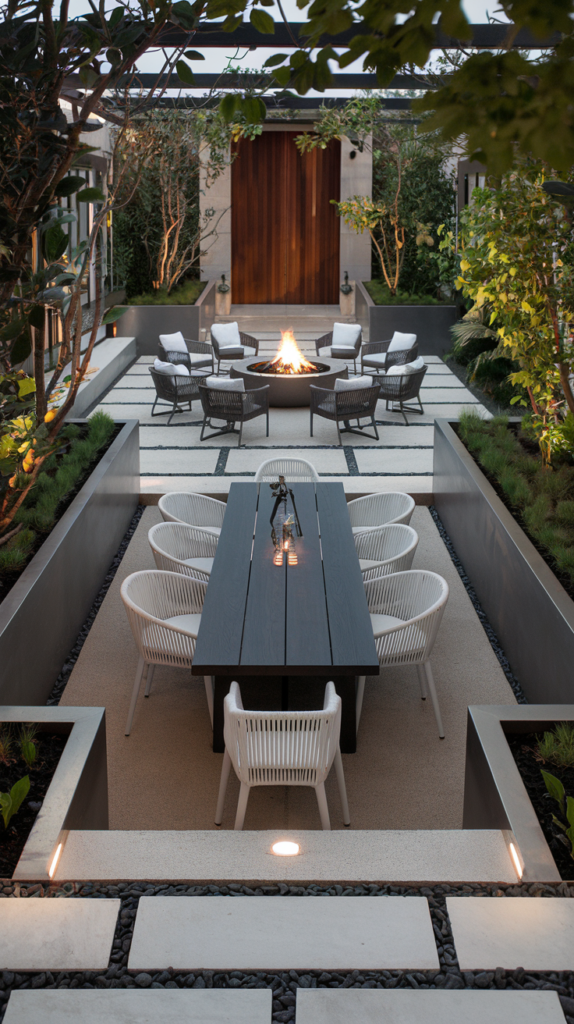 Fire Pit Outdoor Dining Table